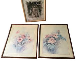 Framed Art Prints, Climbing Roses Gate Signed Tina Waisman, 2 Lena Liu Floral Prints