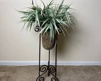 Houseplant On Cast Iron Stand Scroll Base