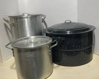 Large Stock Steamer Pots w Some Inserts