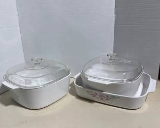 Retro CorningWare Casserole Dishes wGlass Lids, Pink Floral Baker, Cutting Board