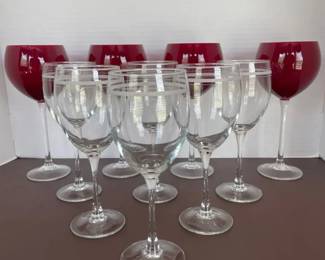 Assorted Wine Glasses, Red and Clear