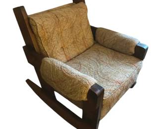 Wooden Upholstered Rocker Lounge Chair