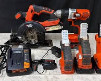 Black And Decker Battery Operated Saw, Drill, And Lights