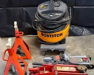 Bostitch 150 Psi 6 Gallon Oil Free Air Compressor, Jack Stands And Jacks