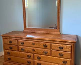 Eight Drawer Solid Wood Dresser And Mirror By Mobel