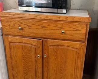 LG Microwave And Tall Cabinet