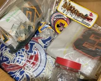 Box Full Of Jersey  Novelty Patches  Buttons