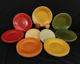 Colorful Stoneware Plate Set With Salt And Pepper Shakers