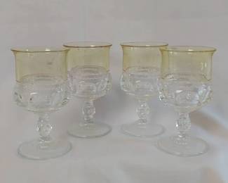 Tiffin Kings Crown Amber Flashed Wine Glasses