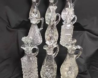 Vintage Cut Glass Tall Cruettes