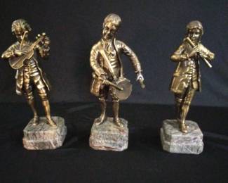 Trio Of Vintage Bronze Musicians