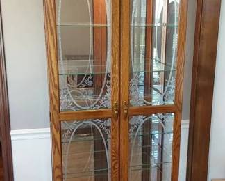 Lighted Etched Glass Curio Cabinet By Philip Reinisch