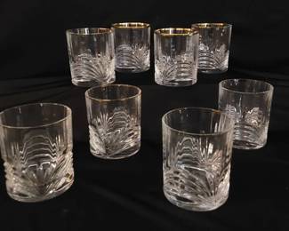 Vintage RCR Italian Crystal Rocks Tumblers In Aurea Gold Pattern