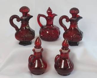 004 Vintage Avon Ruby Red Glass Cape Cod Cruets