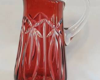Vintage Ruby Cut to Clear Crystal Pitcher