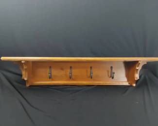 Wooden Shelf With Coat Hanger Hooks