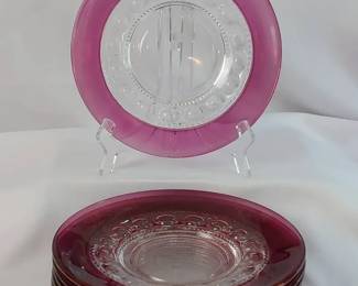 Tiffin Kings Crown Ruby Glass Plates