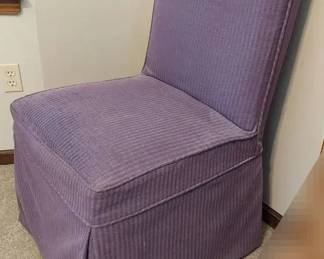 Ashley Manor Chair With Purple Striped Slip Cover