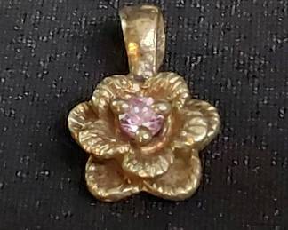 Sophia Fiori 925 Sterling Silver Pink Sapphire Flower Pendant