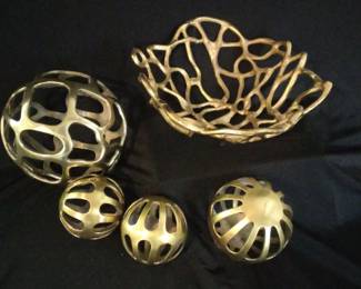 Gold Metal Balls With Golden Woven Basket