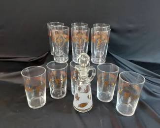 Midcentury Cocktail Glasses and Cruet