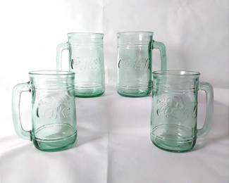 Vintage Cocacola Embossed Green Handled Mug