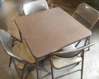 Vintage Card Table With 7 Chairs