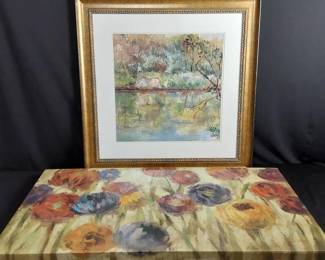 Pond With Trees And Flower Paintings