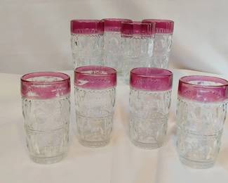 Tiffin Kings Crown Ruby 12 Oz Glass Tumblers