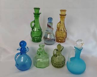 002 Blue and Green Glass Cruets