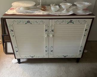 FURNITURE SMALL CABINET MILK GLASS