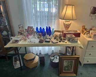 COBALT BLUE MEDICINE BOTTLES MINI DOLL FURNITURE MISC.