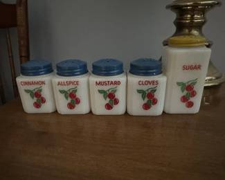 TIPP CITY MILK GLASS SPICE JARS