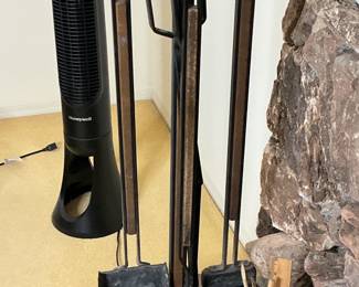 Brutalist fireplace tools, $225