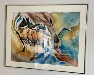 Abstract watercolor by Lynne $175