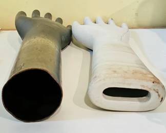 Vintage industrial Metal and Ceramic glove molds