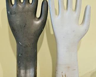 Vintage industrial Metal and Ceramic glove molds