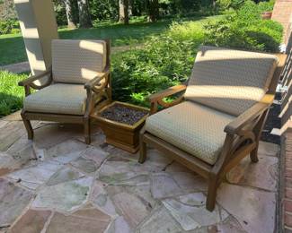 Country Casual Teak Upholstered Cushion Armchairs (30"W x 34"D x 36" Back Height / 2 Available)