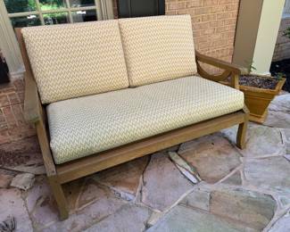 Country Casual Teak Upholstered Cushion Love Seat (55-1/2"W x 34"D x 36" Back Height)