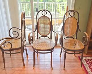 Set of 3 Thonet or Thonetstyle Bentwood Chairs wScrolled Frame