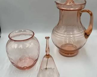 Vintage Pink Depression Glass Serving