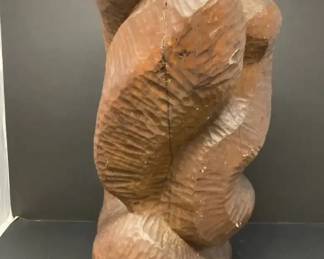 Vintage Hand Carved Abstract Wood Sculpture