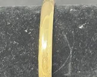 14K Gold Hinged Bangle Bracelet with Etched Design 11 Grams