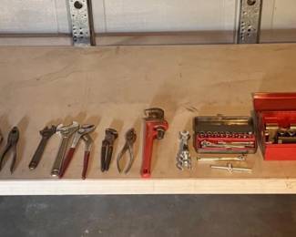Assorted Hand Tools Files Wrenches and Socket Set Group