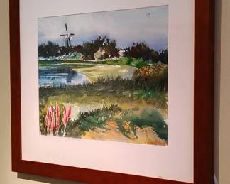 Carl Hakewessell "Windmill Island" Watercolor