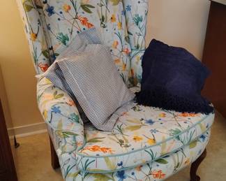 Reupholstered Cheery Wing Back Chair