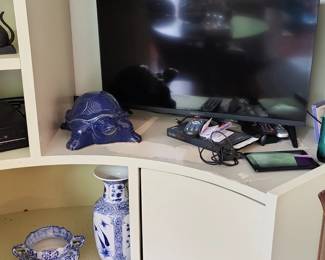 Insignia TV, Kindle Fire, Ceramic Turtle, Blue and white China Vase and Planter