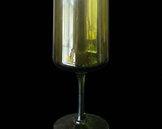 VINTAGE MID CENTURY MODERN GREEN STEMWARE WINE GLASS GOBLETS RETRO AVOCADO