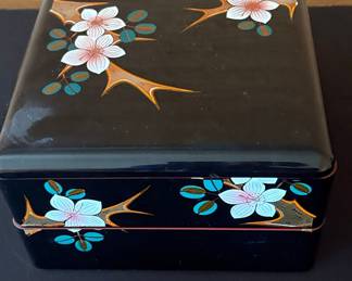 Japanese Lacquer Bento Box with Cherry Blossom Design