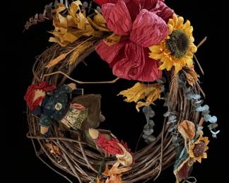 Autumn Harvest Wreath with Fabric Dolls